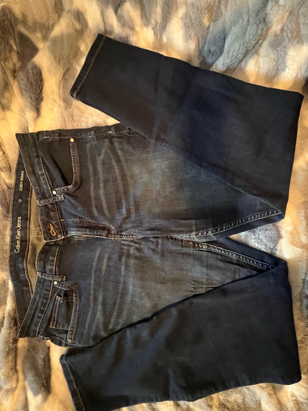 Calvin Klein Curvy Skinny Jeans Size 12 Dark Wash Stretch Denim